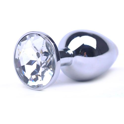 Large Metal Anal Plug With Clear Crystal – product image for adult pleasure and intimacy