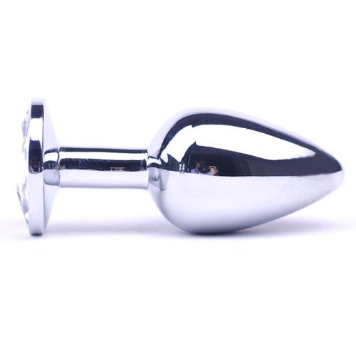 Large Metal Anal Plug With Clear Crystal – Explore Enhanced Intimacy | Discreet UK Shipping