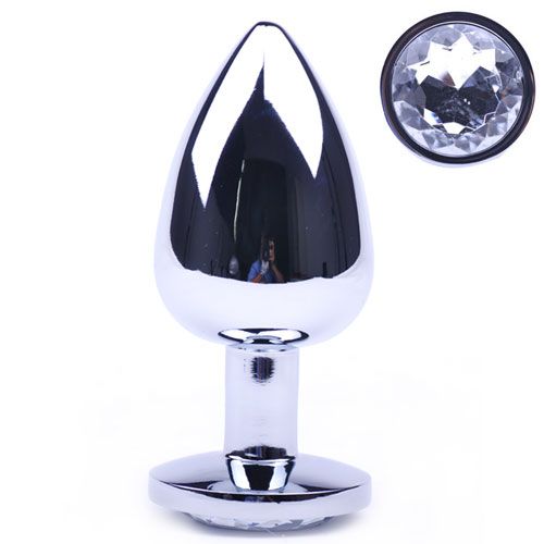 Large Metal Anal Plug With Clear Crystal – Explore Enhanced Intimacy | Discreet UK Shipping