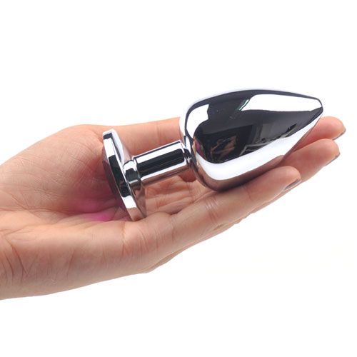 Large Metal Anal Plug With Clear Crystal – Explore Enhanced Intimacy | Discreet UK Shipping