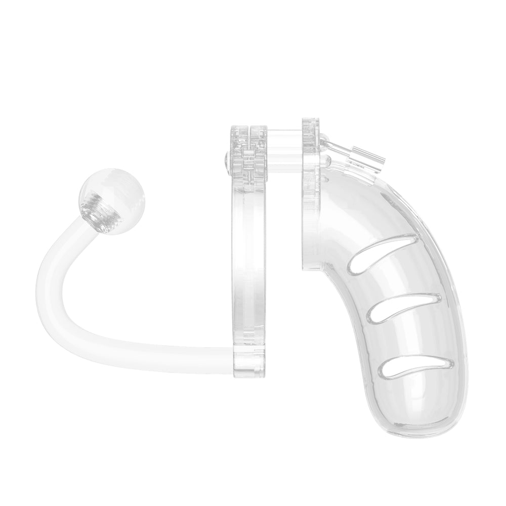 Man Cage 11 Male 4.5 Inch Clear Chastity Cage With Anal Plug – Explore Enhanced Intimacy | Discreet UK Shipping