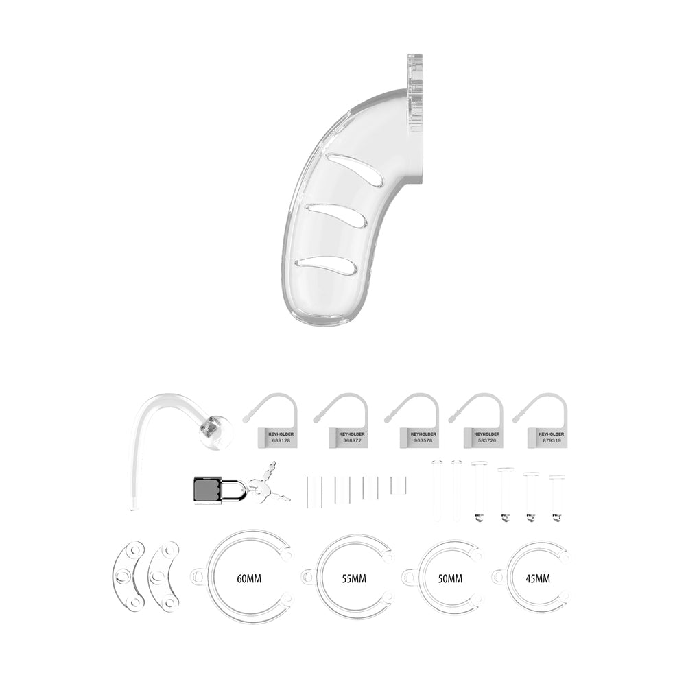Man Cage 11 Male 4.5 Inch Clear Chastity Cage With Anal Plug – Explore Enhanced Intimacy | Discreet UK Shipping