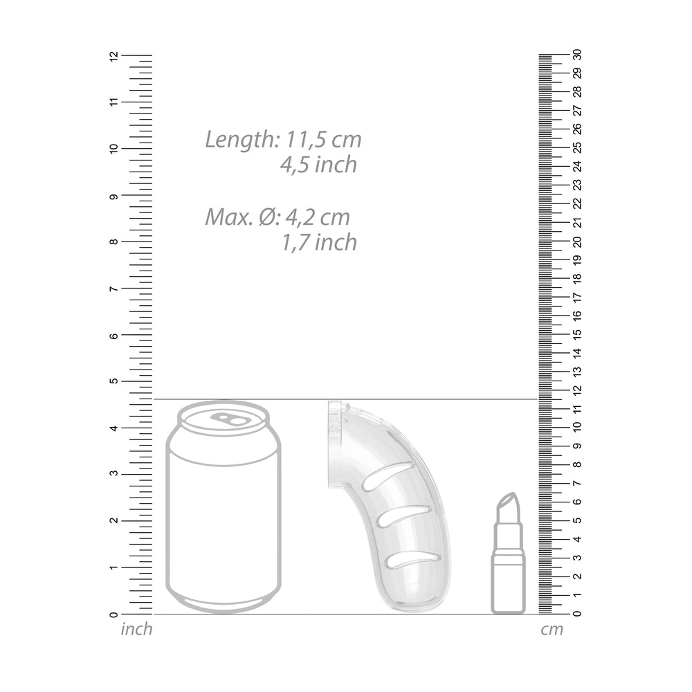 Man Cage 11 Male 4.5 Inch Clear Chastity Cage With Anal Plug – Explore Enhanced Intimacy | Discreet UK Shipping