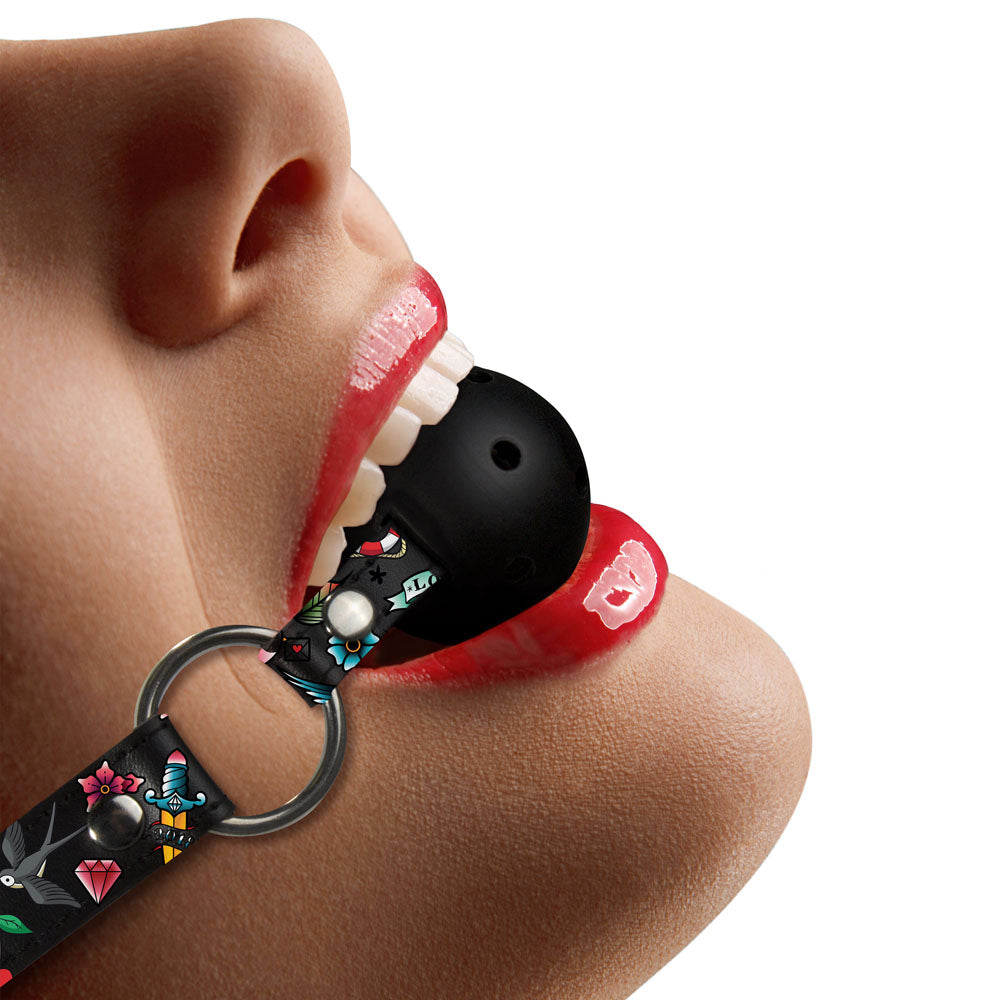 Ouch Breathable Ball Gag With Printed Leather Straps – Explore Enhanced Intimacy | Discreet UK Shipping
