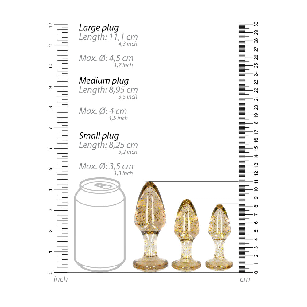 Ouch Golden Glitter Acrylic Butt Plug Set – Explore Enhanced Intimacy | Discreet UK Shipping