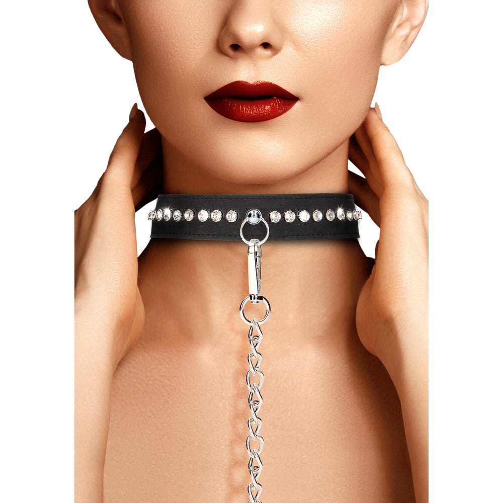 Ouch Diamond Studded Collar With Leash – Explore Enhanced Intimacy | Discreet UK Shipping