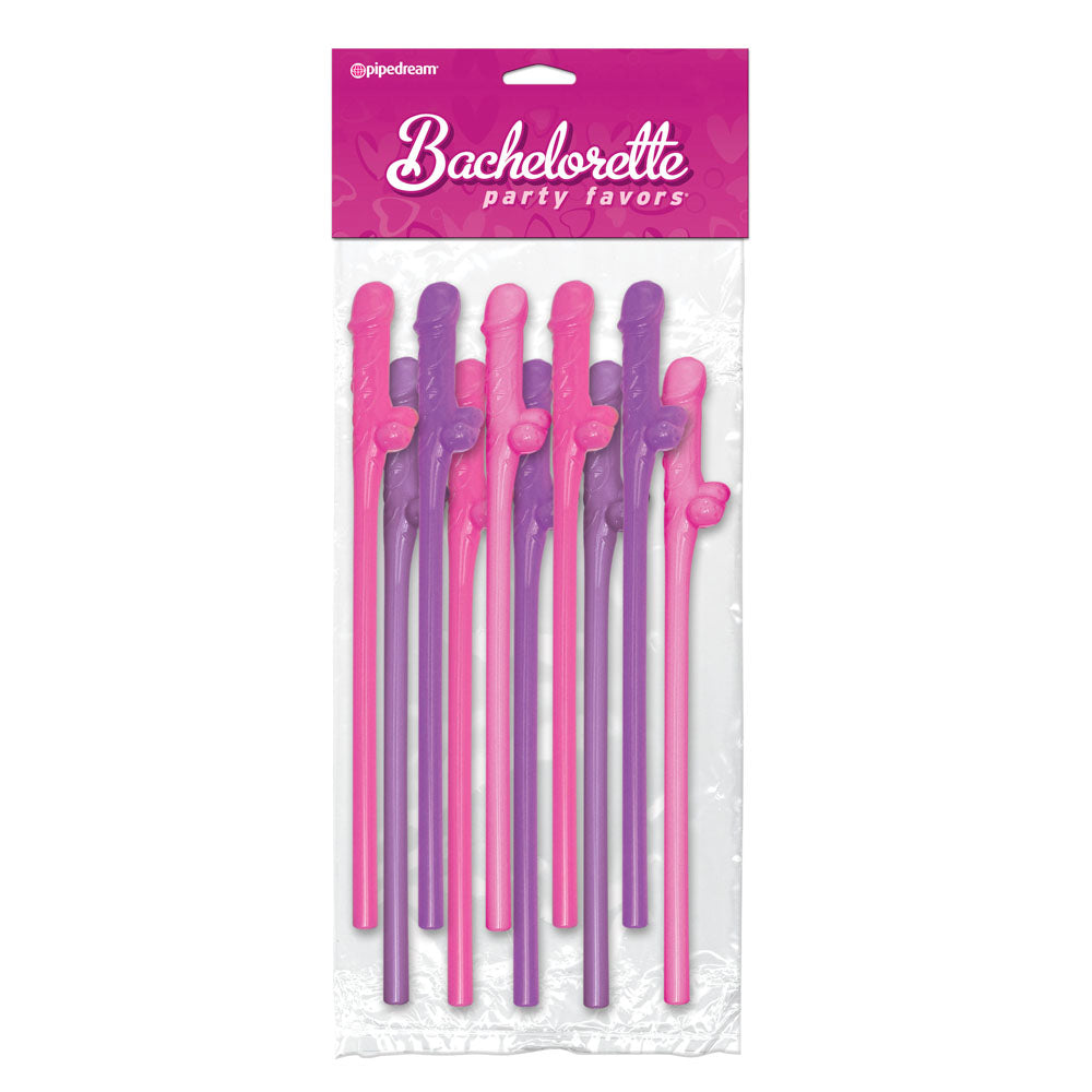 Bachelorette Party Favors 10 Pecker Straws Pink And Purple – product image for adult pleasure and intimacy