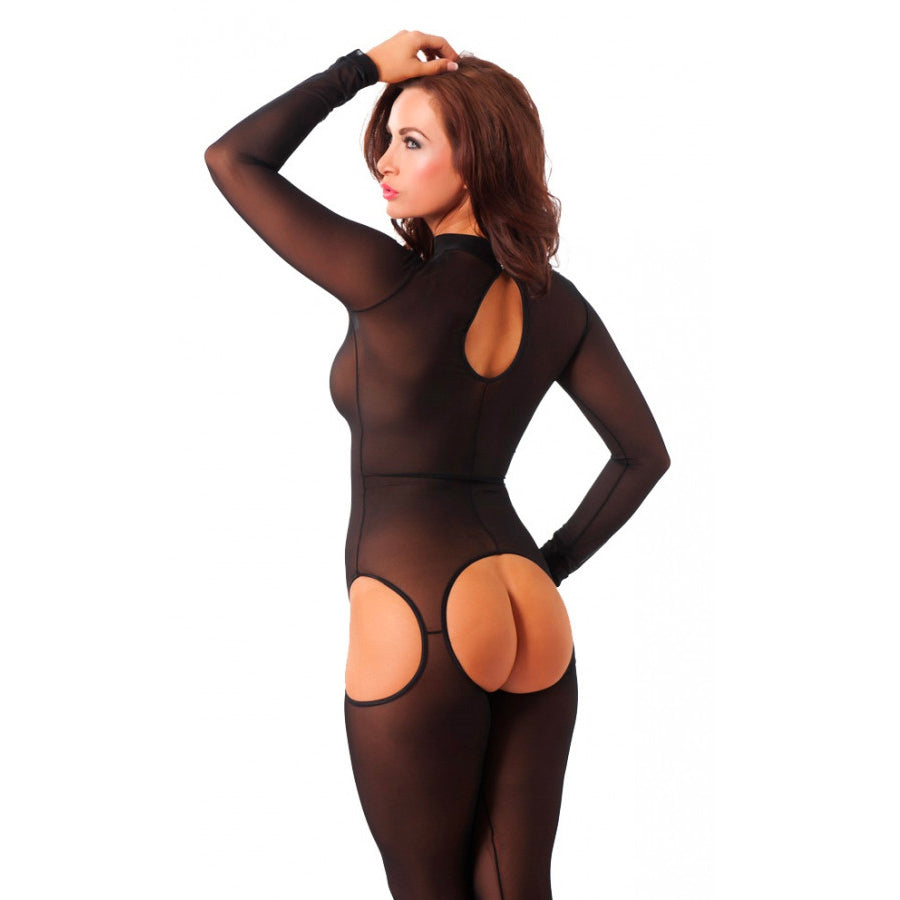 Sensual Black Open Crotch Catsuit – Explore Enhanced Intimacy | Discreet UK Shipping