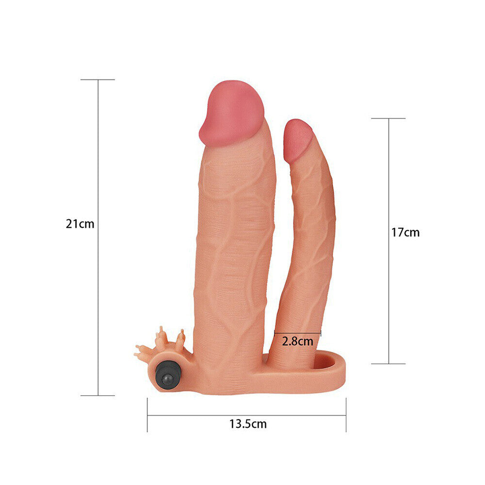 Lovetoy 3 Inch Vibrating Double Extender Flesh Pink – Explore Enhanced Intimacy | Discreet UK Shipping
