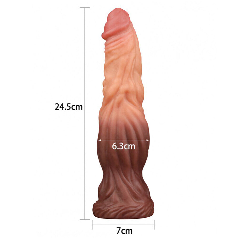 Lovetoy 9.5 Inch Dual Layered Silicone Cock Flesh Brown – Explore Enhanced Intimacy | Discreet UK Shipping