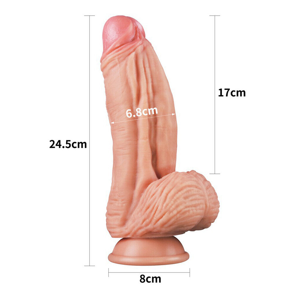 Lovetoy 10 Inch Dual Layered Silicone Cock – Explore Enhanced Intimacy | Discreet UK Shipping