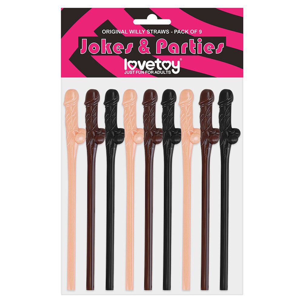Lovetoy Pack Of 9 Willy Straws Black Brown And Pink – product image for adult pleasure and intimacy