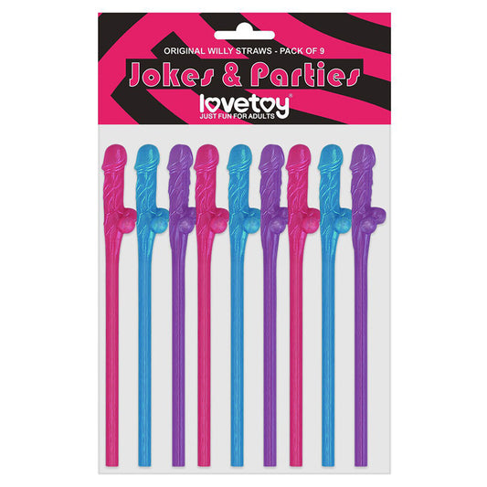 Lovetoy Pack Of 9 Willy Straws Blue Pink And Purple – product image for adult pleasure and intimacy
