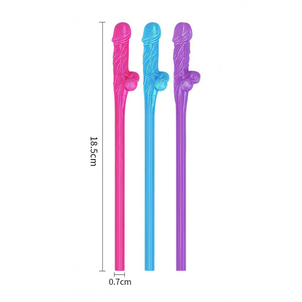 Lovetoy Pack Of 9 Willy Straws Blue Pink And Purple – Explore Enhanced Intimacy | Discreet UK Shipping