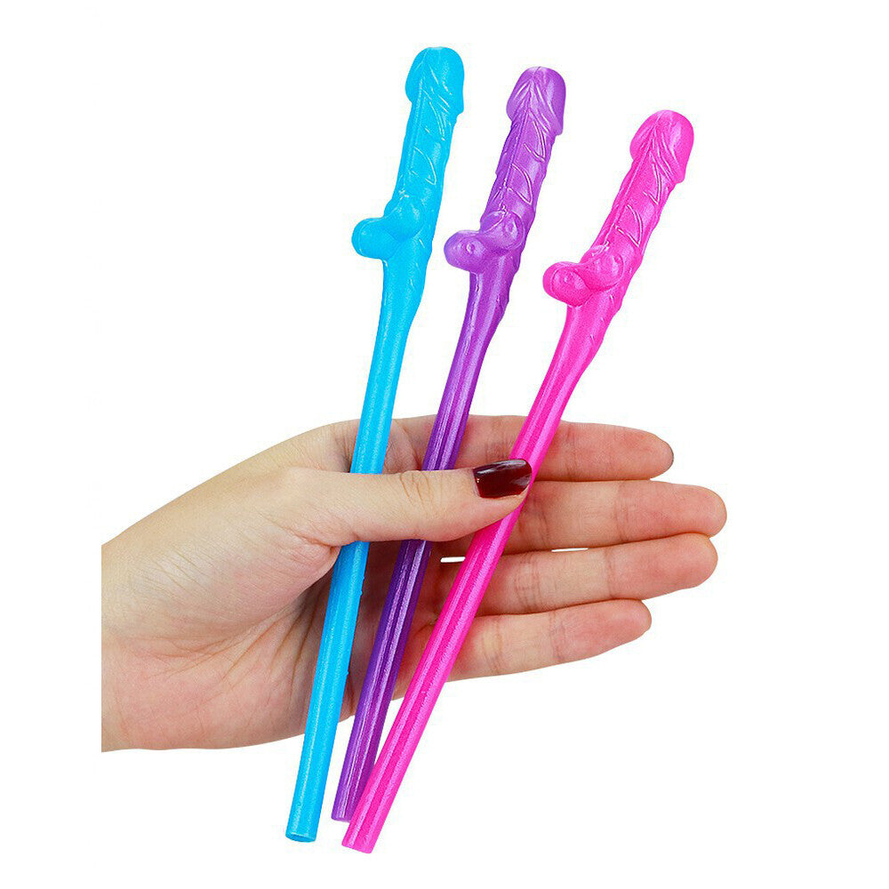 Lovetoy Pack Of 9 Willy Straws Blue Pink And Purple – Explore Enhanced Intimacy | Discreet UK Shipping
