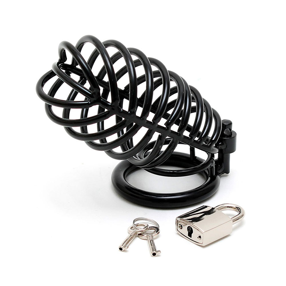 Black Metal Male Chastity Device With Padlock – Explore Enhanced Intimacy | Discreet UK Shipping
