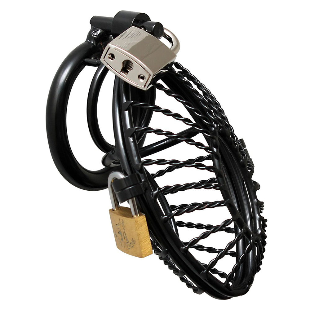 Opening Metal Male Chastity Device With 2 Padlocks – product image for adult pleasure and intimacy
