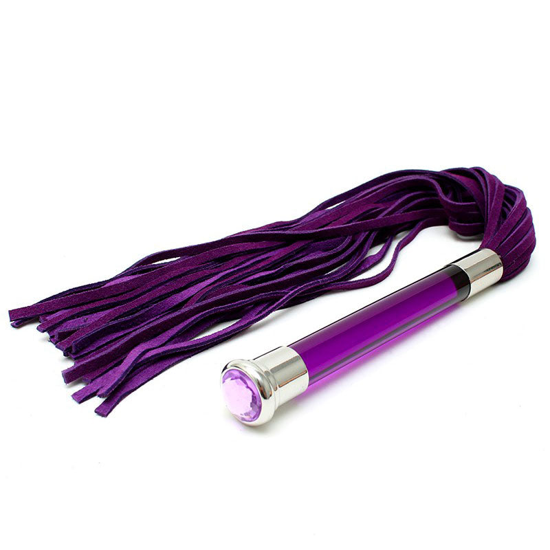 Purple Suede Flogger With Glass Handle And Crystal – Explore Enhanced Intimacy | Discreet UK Shipping