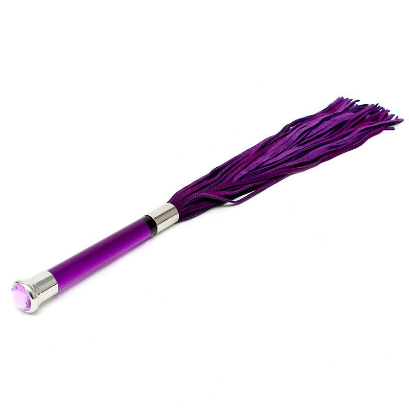 Purple Suede Flogger With Glass Handle And Crystal – Explore Enhanced Intimacy | Discreet UK Shipping