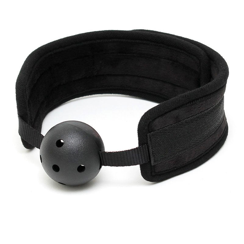 Black Padded Mouth Gag With Breathable Ball – product image for adult pleasure and intimacy