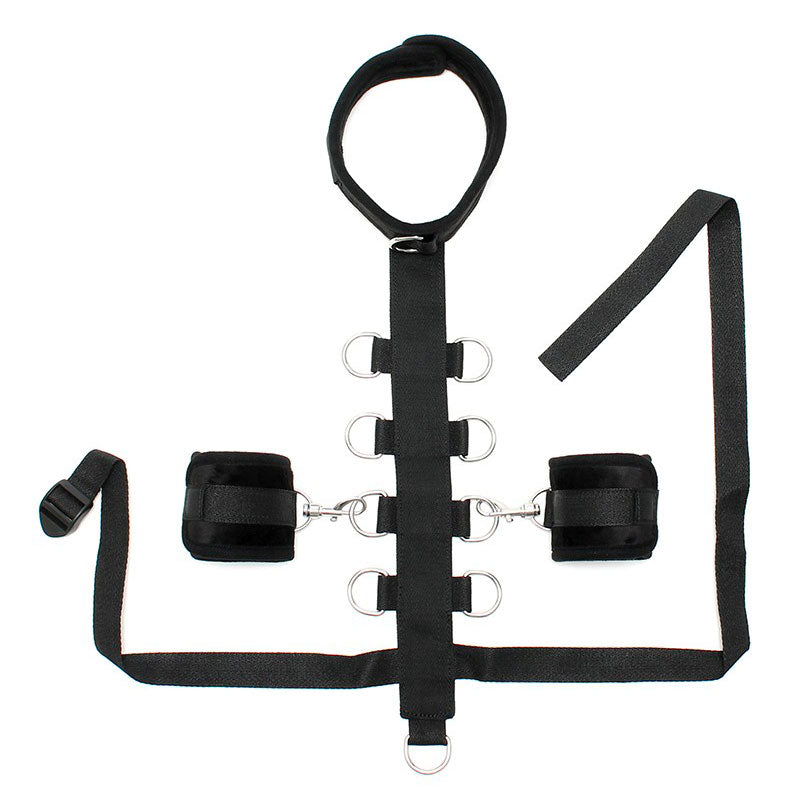 Black Padded Collar With Restraint Line And Cuffs – product image for adult pleasure and intimacy