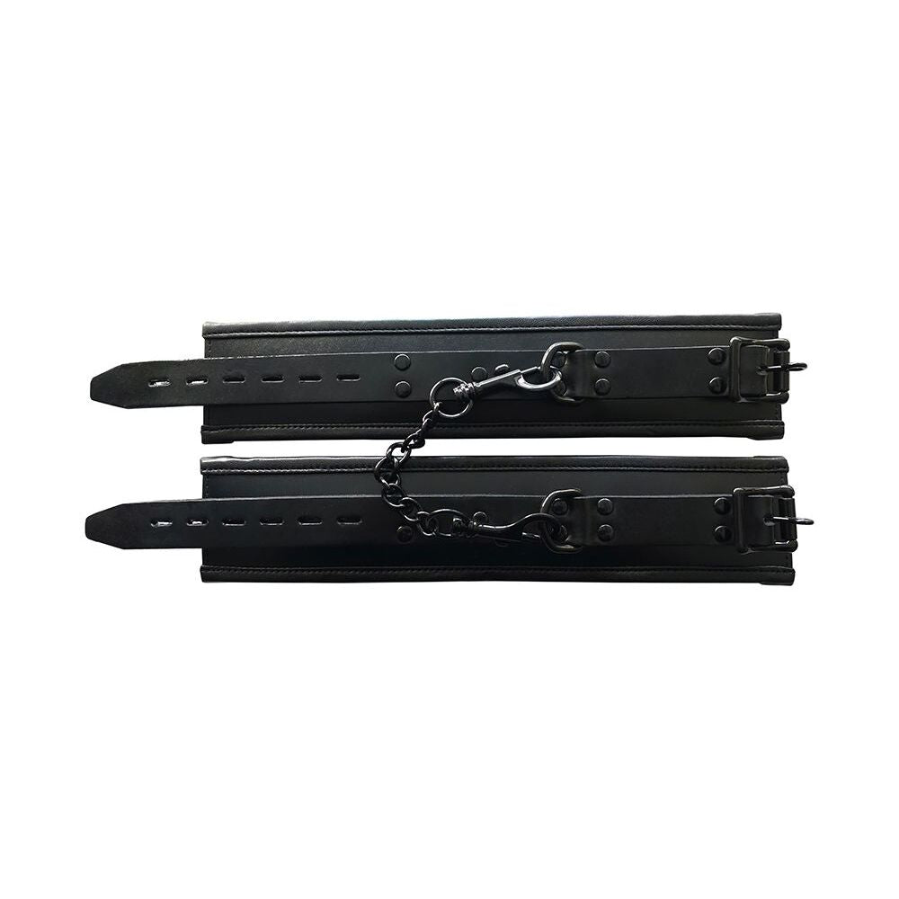 Rouge Padded Leather Ankle Cuffs Black – Explore Enhanced Intimacy | Discreet UK Shipping