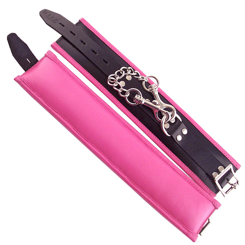 Rouge Garments Wrist Cuffs Padded Pink Trimmed – product image for adult pleasure and intimacy