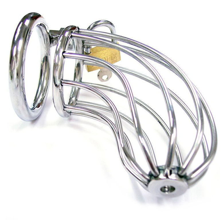 Rouge Stainless Steel Chasity Cock Cage With Padlock – product image for adult pleasure and intimacy