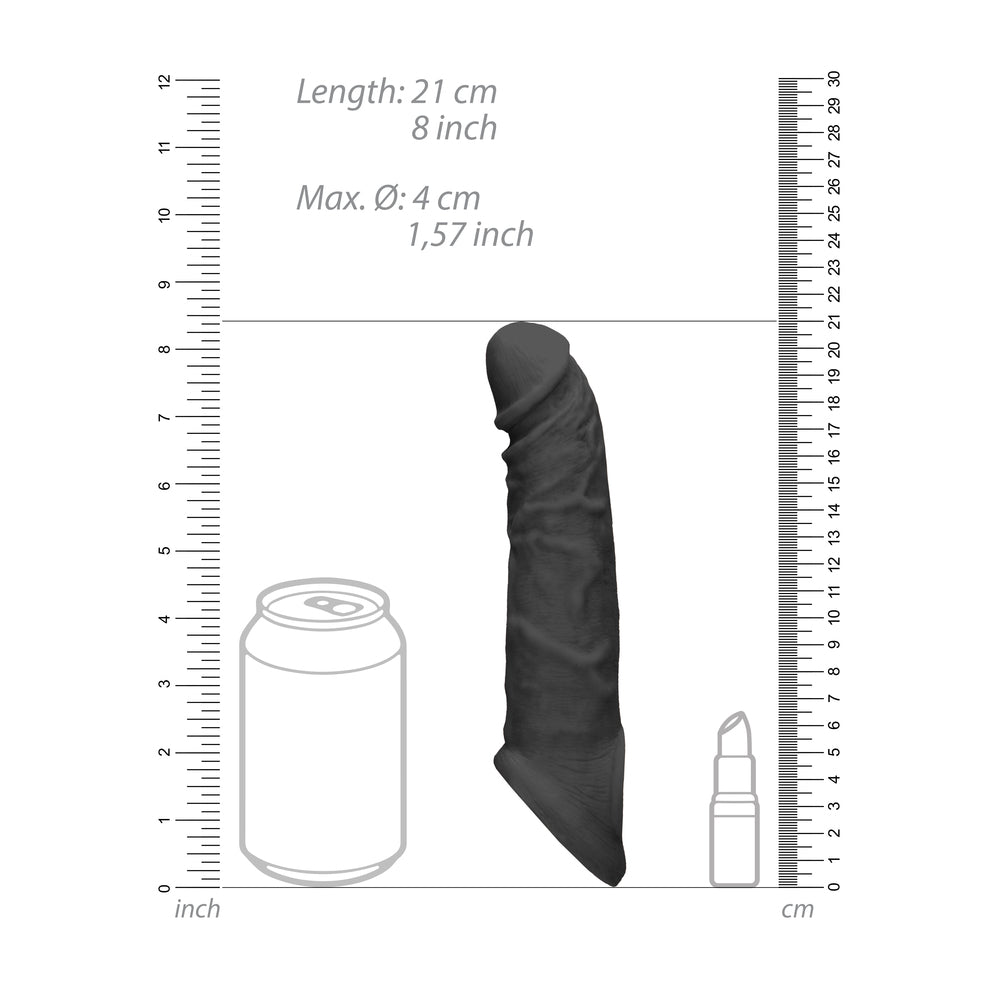 RealRock 8 Inch Penis Sleeve Black – Explore Enhanced Intimacy | Discreet UK Shipping
