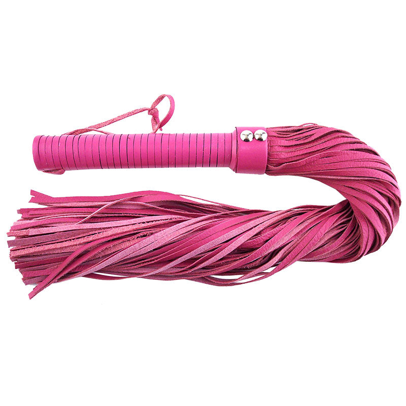 Rouge Garments Large Pink Leather Flogger – product image for adult pleasure and intimacy