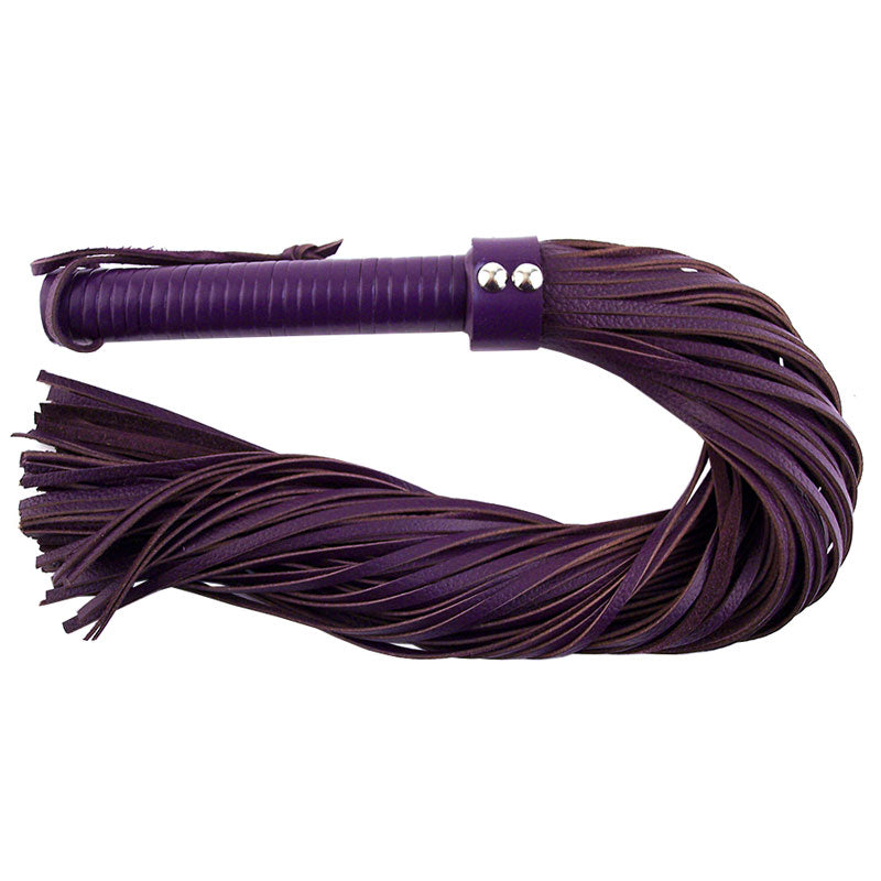 Rouge Garments Large Purple Leather Flogger – product image for adult pleasure and intimacy