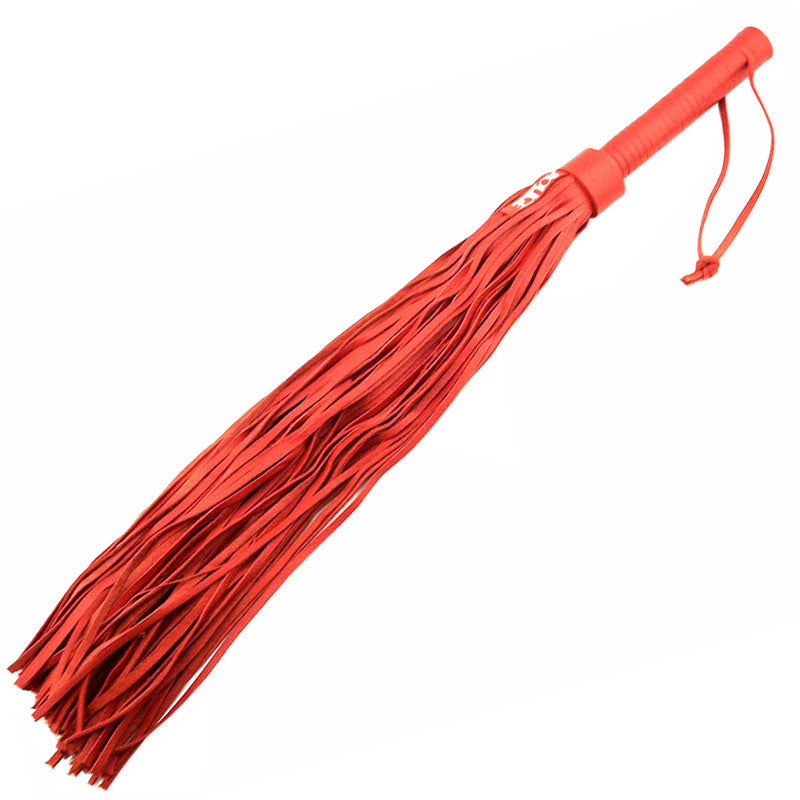 Rouge Garments Large Red Leather Flogger – product image for adult pleasure and intimacy