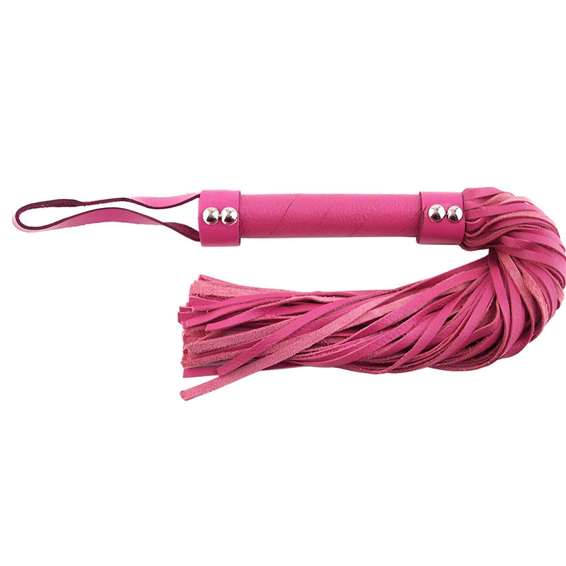Rouge Garments Pink Leather Flogger – product image for adult pleasure and intimacy