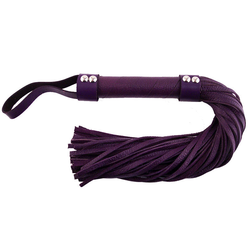Rouge Garments Purple Leather Flogger – product image for adult pleasure and intimacy