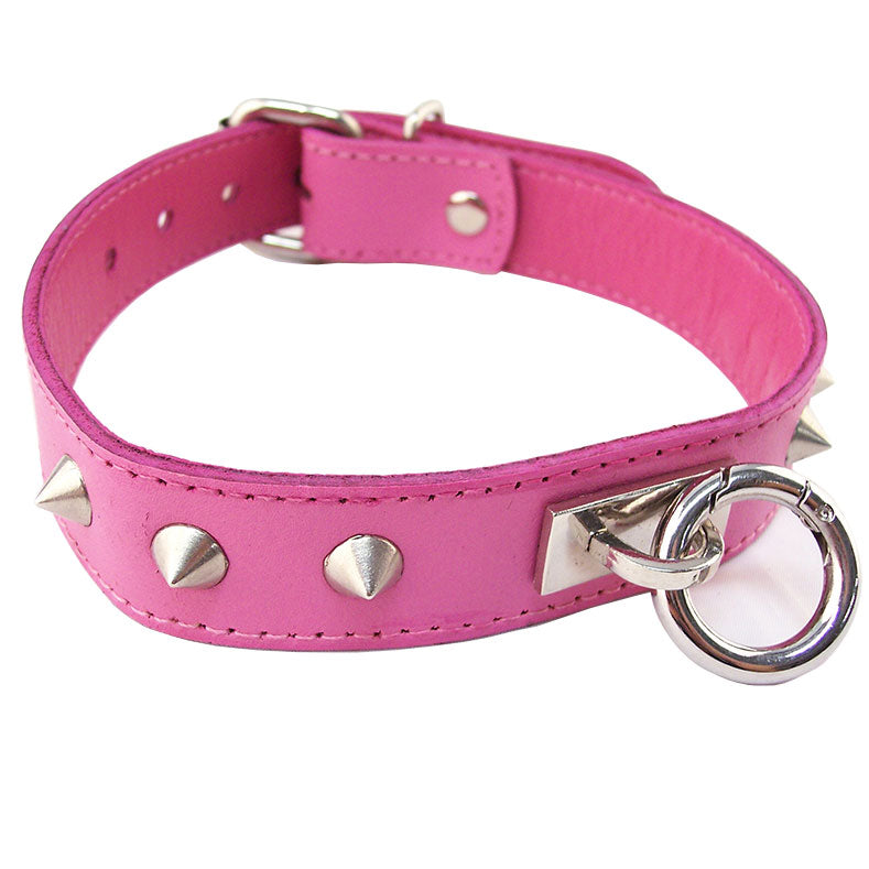 Rouge Garments Pink Studded ORing Studded Collar – product image for adult pleasure and intimacy