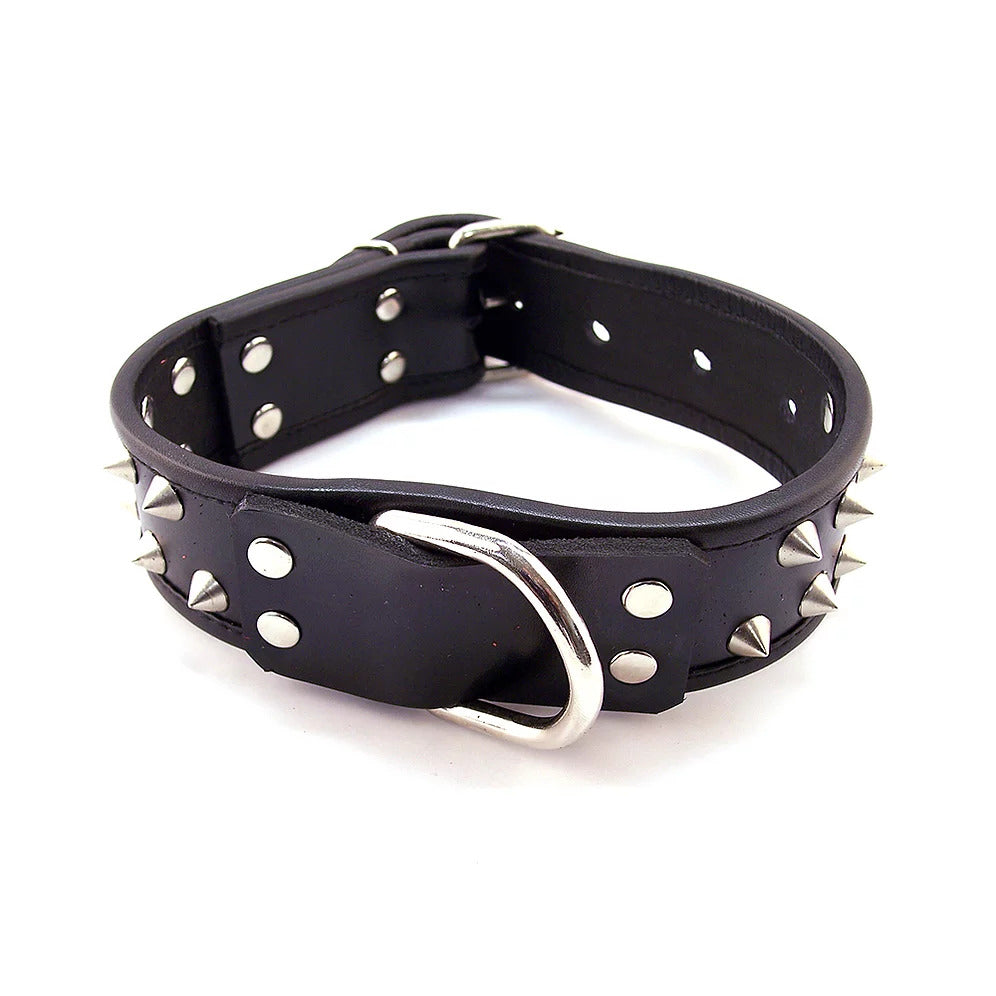 Rouge Garments Black Leather Studded Collar – product image for adult pleasure and intimacy