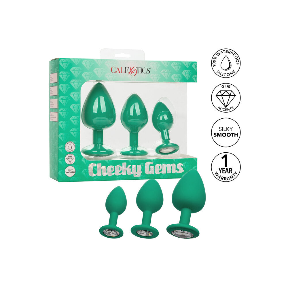 Cheeky Gems Butt Plugs 3 Piece Set Green – Explore Enhanced Intimacy | Discreet UK Shipping