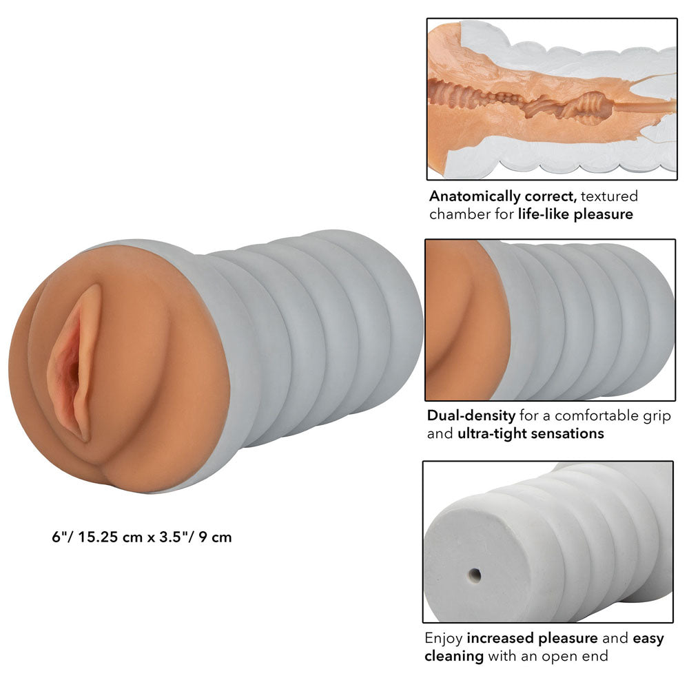 Gripper Ribbed Tight Pussy Brown Masturbator – Explore Enhanced Intimacy | Discreet UK Shipping