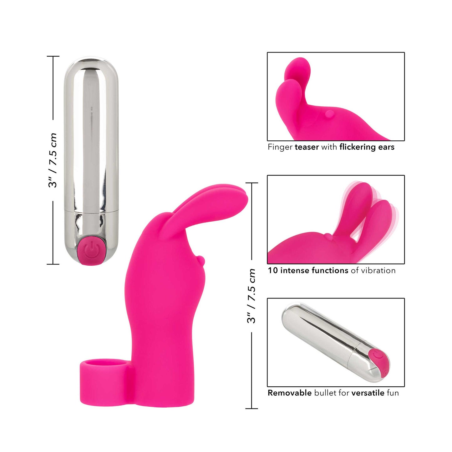 Intimate Play Pink Rechargeable Bunny Finger Vibrator – Powerful Rechargeable Vibrator for Intense Pleasure | UK Exclusive