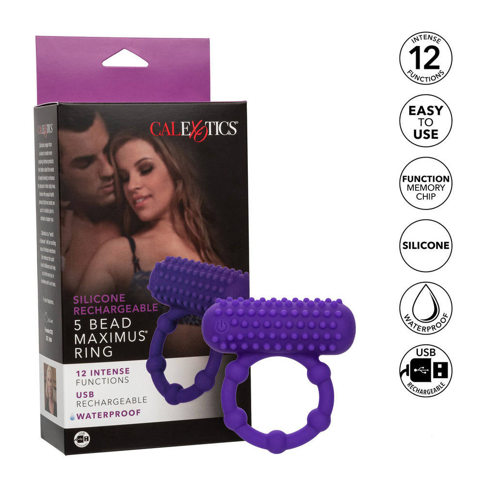 5 Bead Maximus Rechargeable Cock Ring – Explore Enhanced Intimacy | Discreet UK Shipping