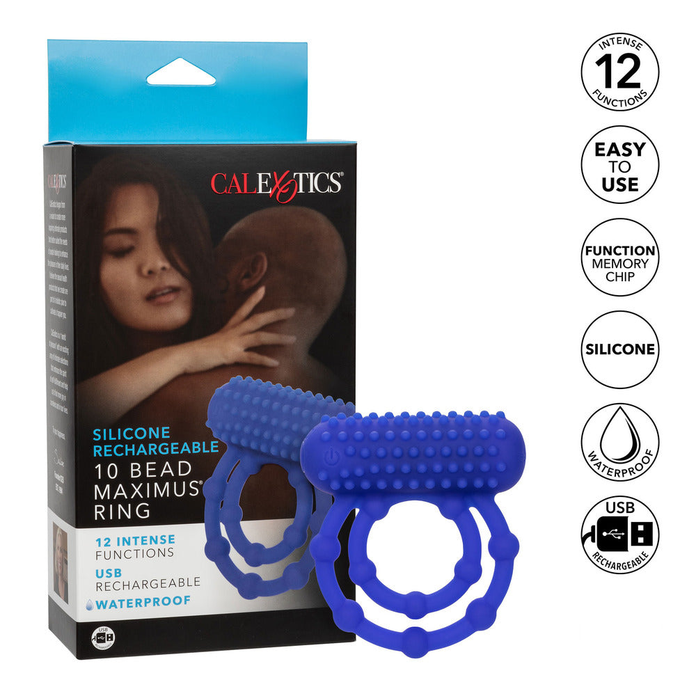 10 Bead Maximus Rechargeable Vibrating Cock Ring – Explore Enhanced Intimacy | Discreet UK Shipping