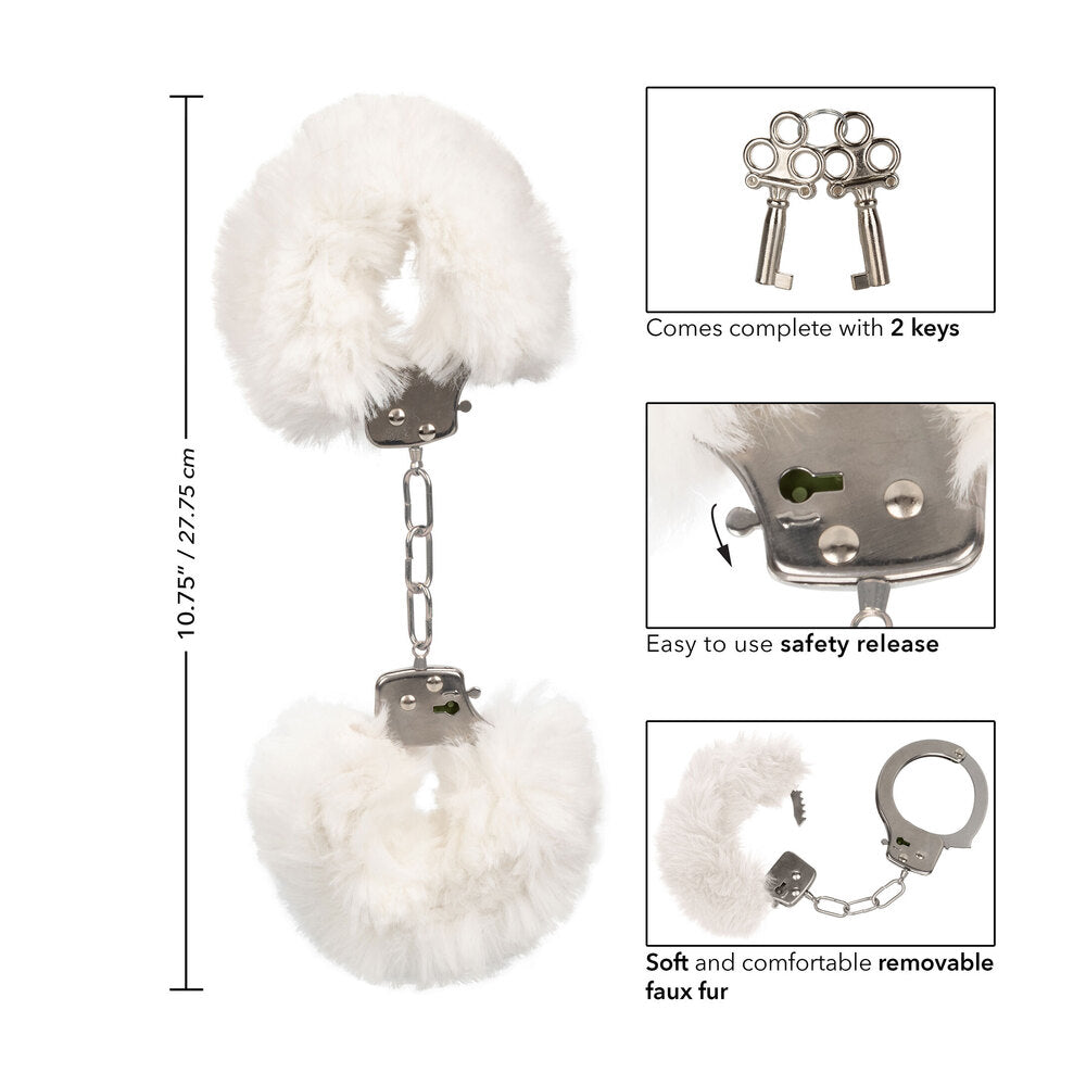 Ultra Fluffy Furry Cuffs White – Explore Enhanced Intimacy | Discreet UK Shipping