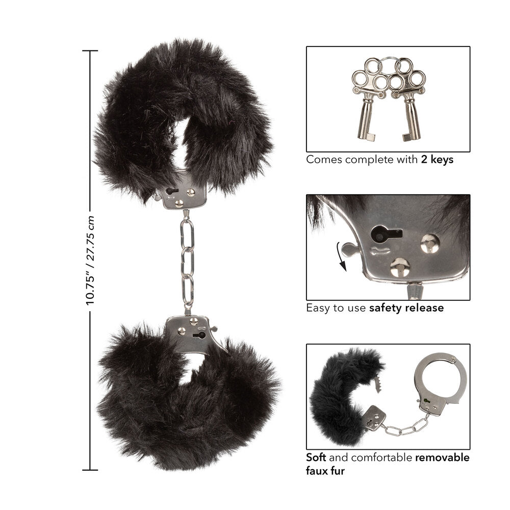 Ultra Fluffy Furry Cuffs Black – Explore Enhanced Intimacy | Discreet UK Shipping