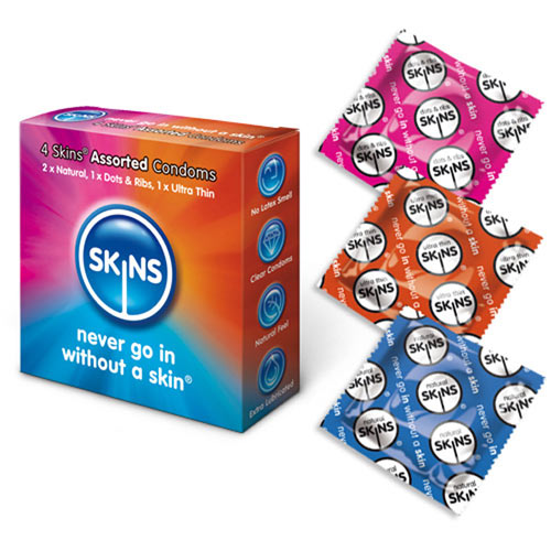 Skins Condoms Assorted 4 Pack – product image for adult pleasure and intimacy