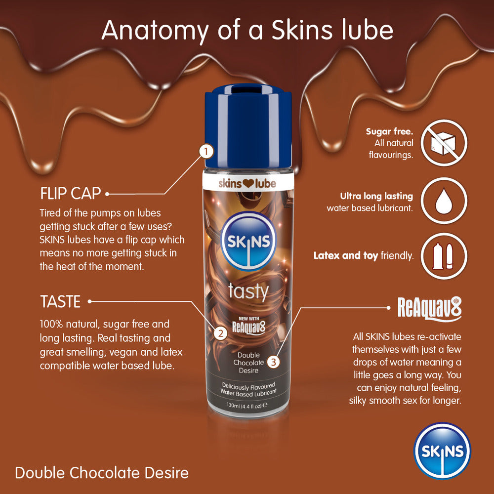 Skins Double Chocolate Desire Waterbased Lubricant 130ml – Explore Enhanced Intimacy | Discreet UK Shipping