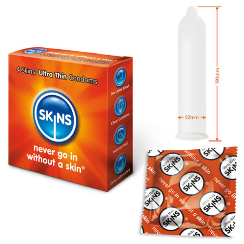 Skins Condoms Ultra Thin 4 Pack – product image for adult pleasure and intimacy