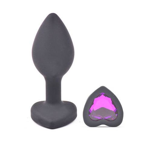 Small Heart Shaped Diamond Base Black Butt Plug – product image for adult pleasure and intimacy