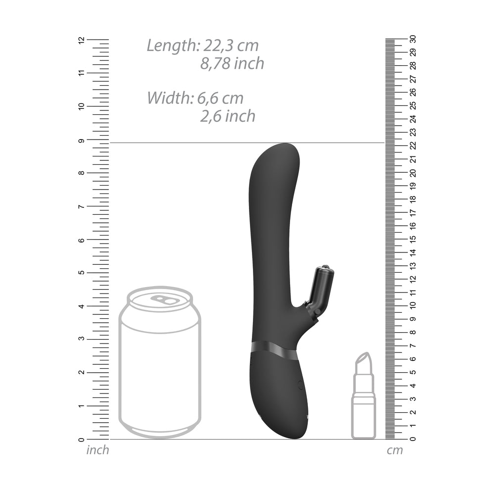 Vive Chou Double Action Interchangeable Rabbit Vibrator Black – Powerful Rechargeable Vibrator for Intense Pleasure | UK Exclusive