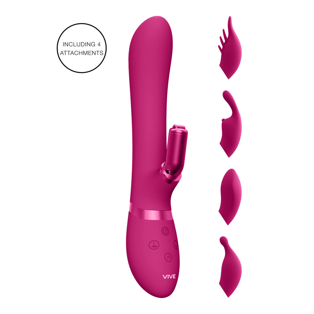 Vive Chou Double Action Interchangeable Rabbit Vibrator Pink – powerful waterproof vibrator for intense pleasure