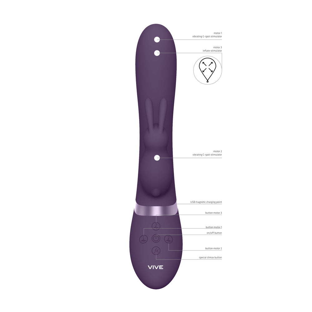 Vive Taka Triple Action Automatic Inflatable Vibrator Purple – Powerful Rechargeable Vibrator for Intense Pleasure | UK Exclusive